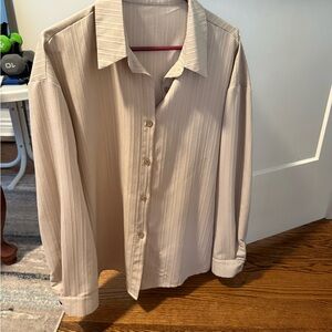 Elegant Beige Women's Button-Up Blouse